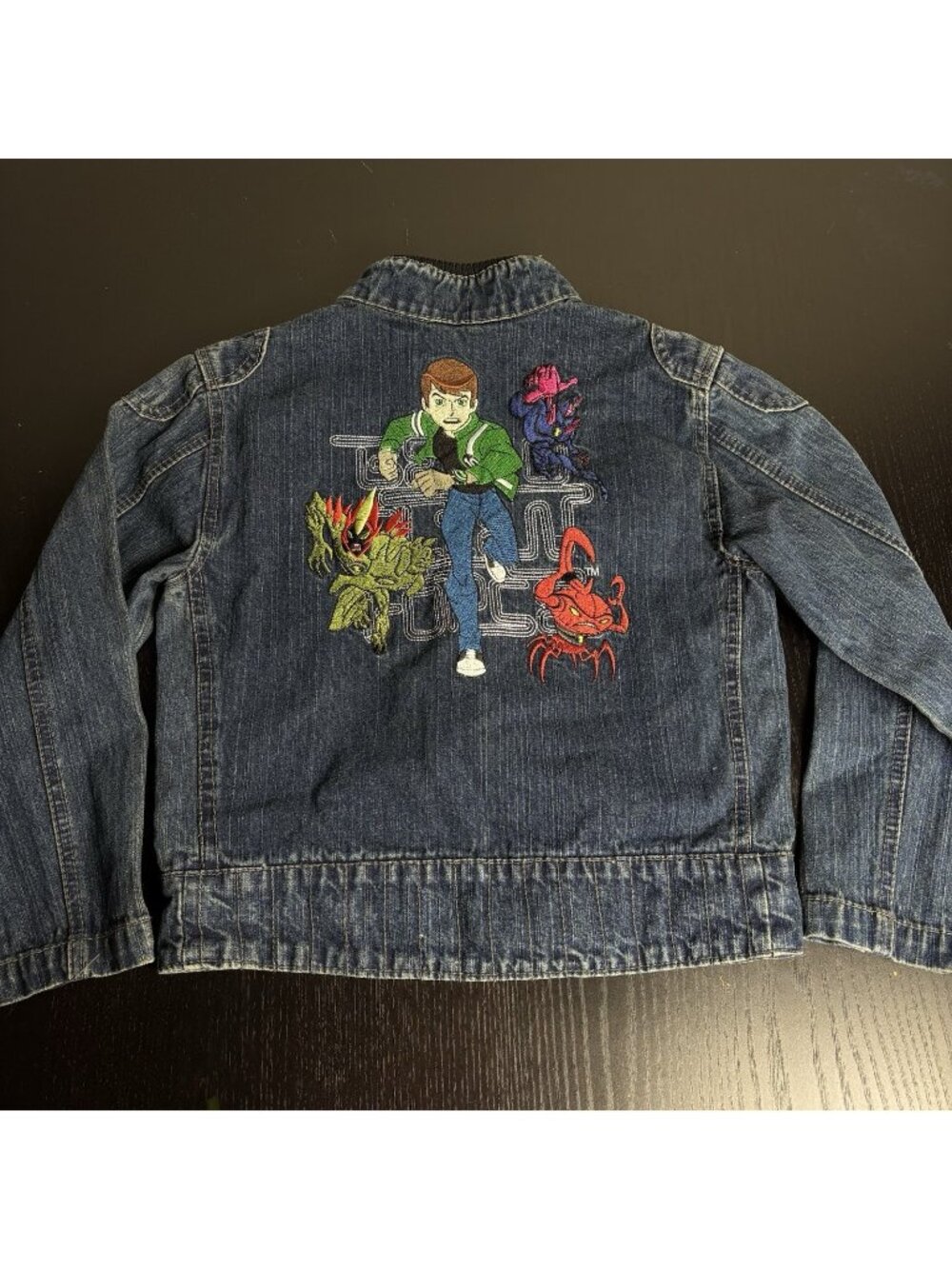 Vintage Y2K BEN 10 Kids Boys Size S Embroidered Denim Jacket Cartoon Network